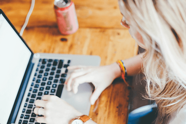 woman working on laptop