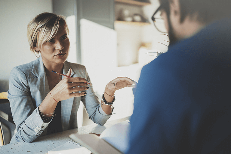 boss talking to employee